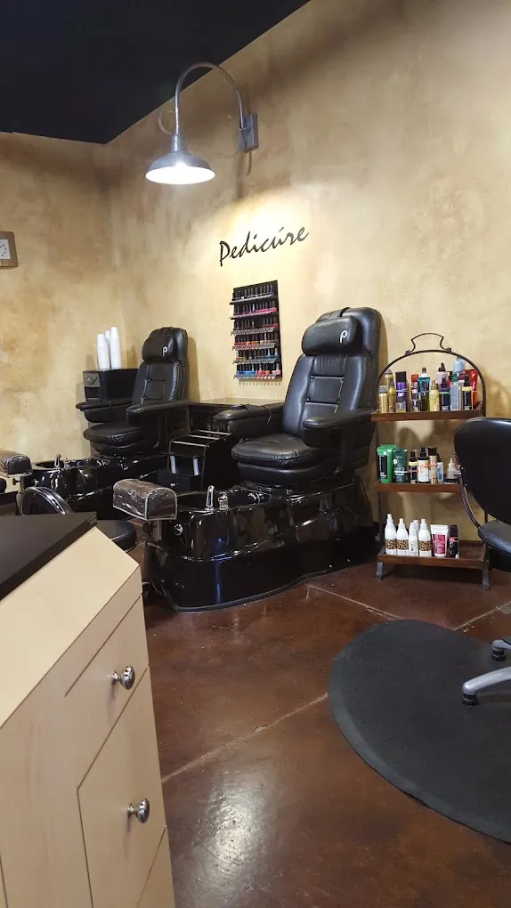 Pedicure chairs and colour shelves inside the Mild to Wild salon